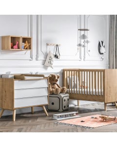 Petite chambre bébé évolutive Vox Vintage bois et blanc 