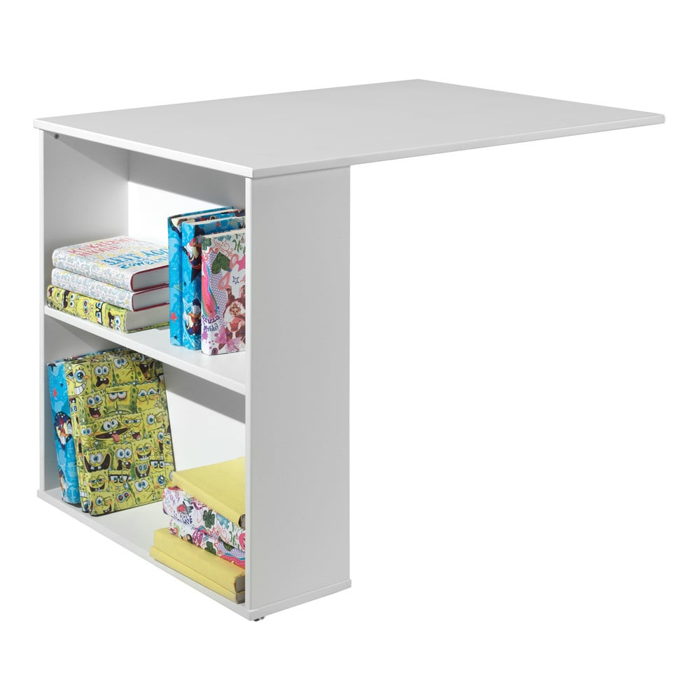 Bureau extensible avec 2 étagères en pin massif - blanc 