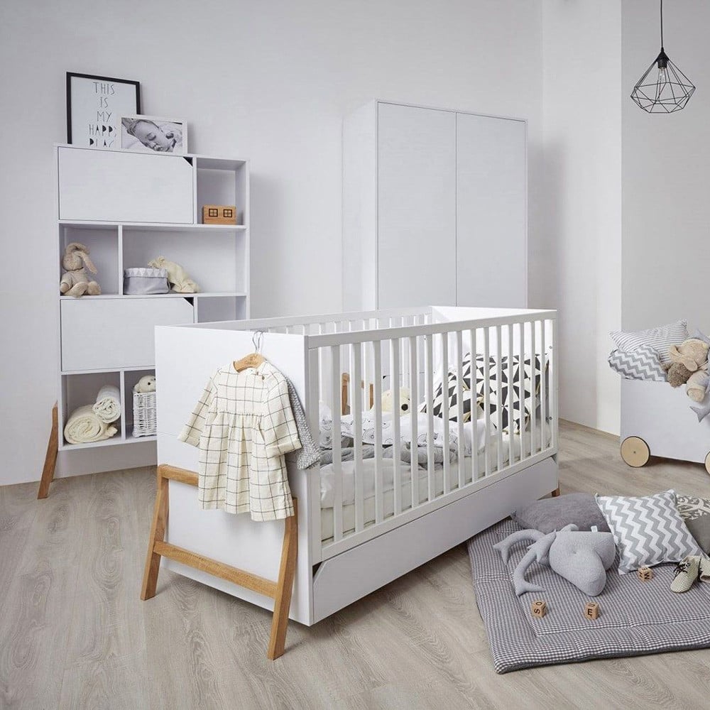 Chambre bébé complète VINTAGE blanc et chêne design