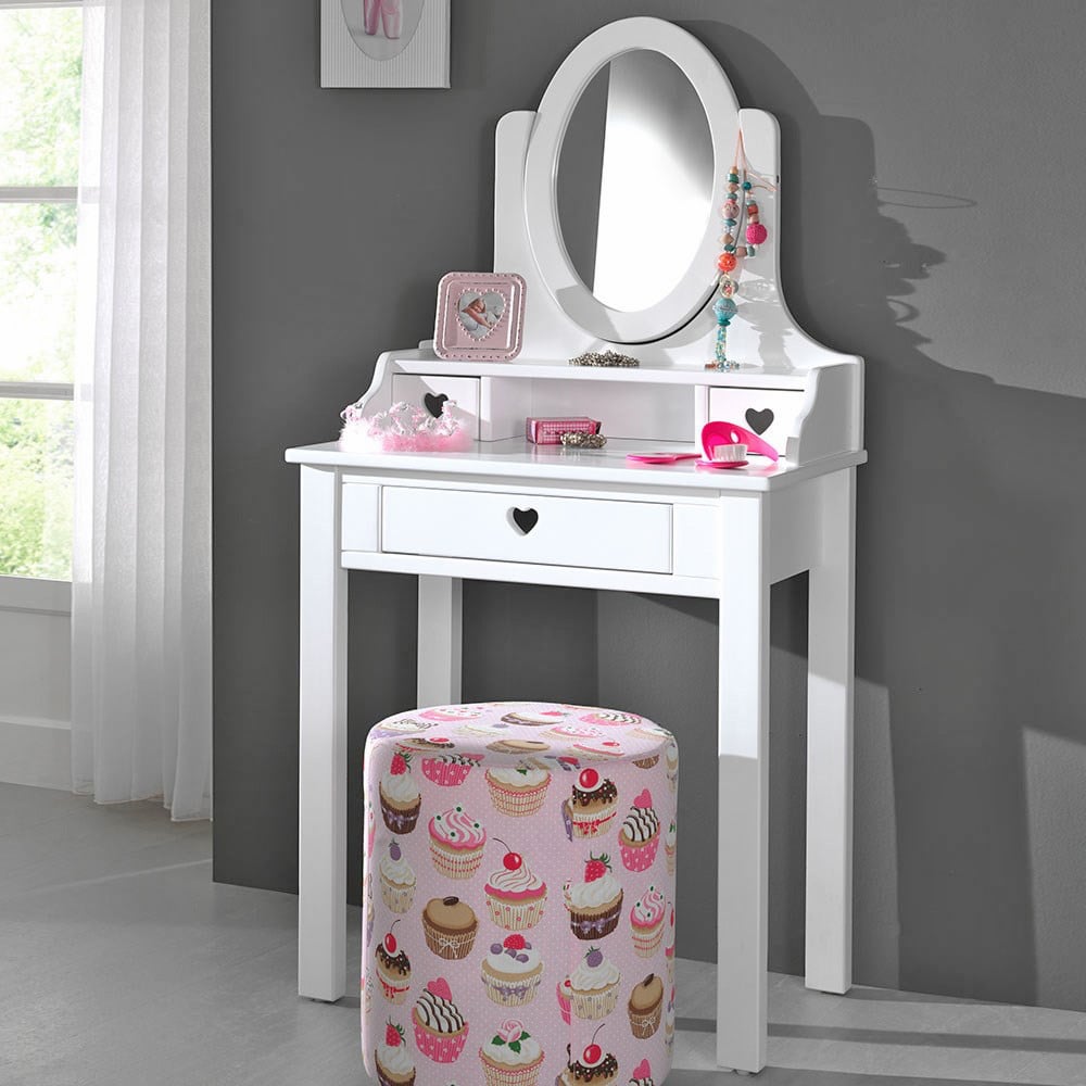 Coiffeuse Enfant Rose avec Miroir et Tabouret , pour Les Filles 3