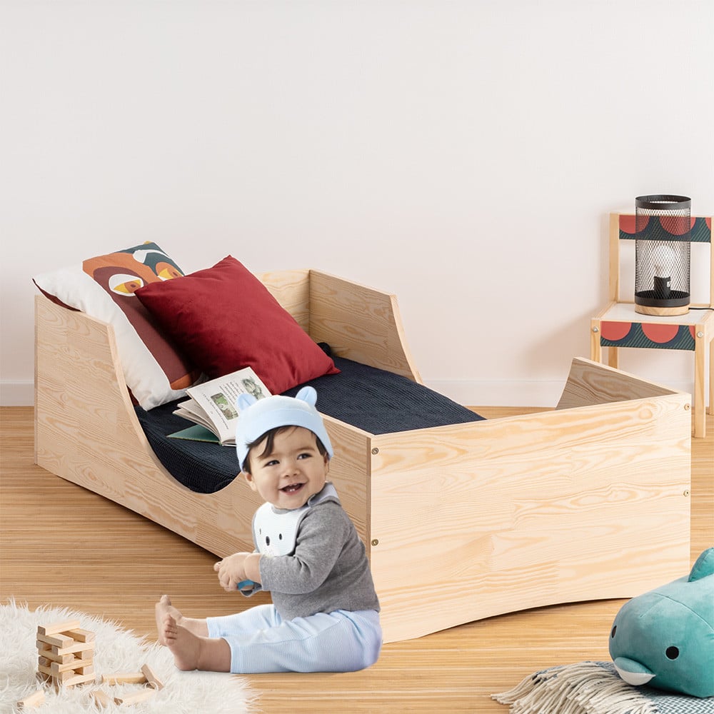 Lit Montessori Nuage en bois naturel - Livraison gratuite