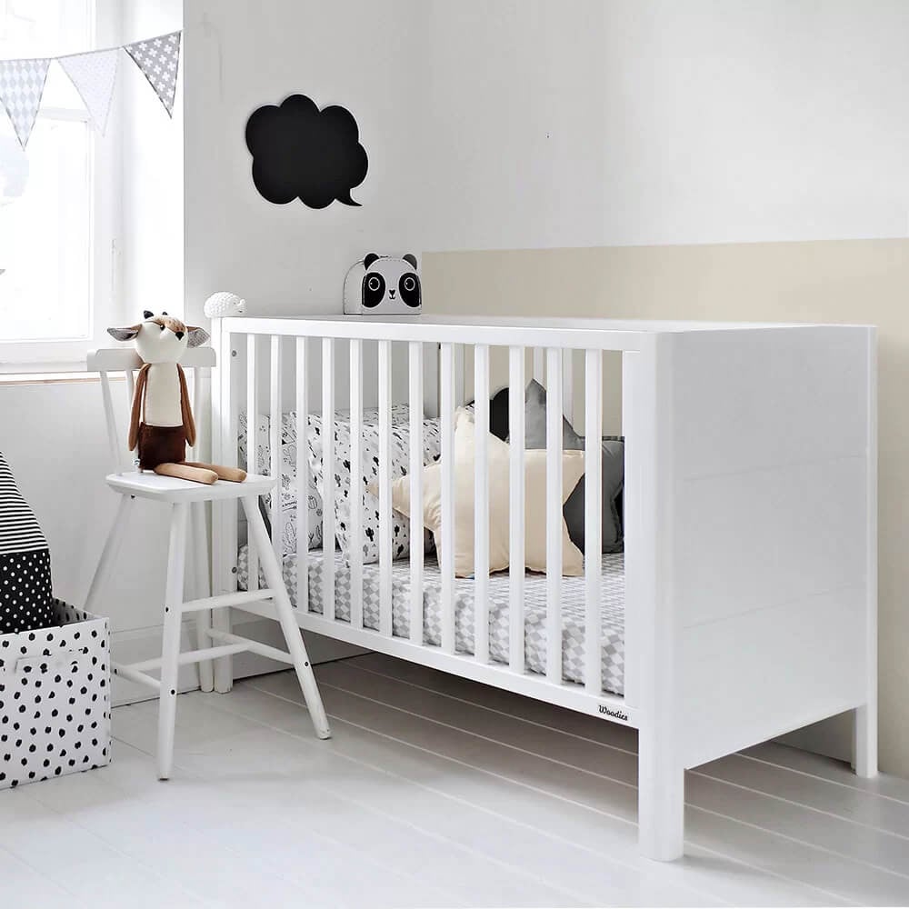 Lit Blanc Bébé 60x120 Blanc Smooth - Marque Woodies