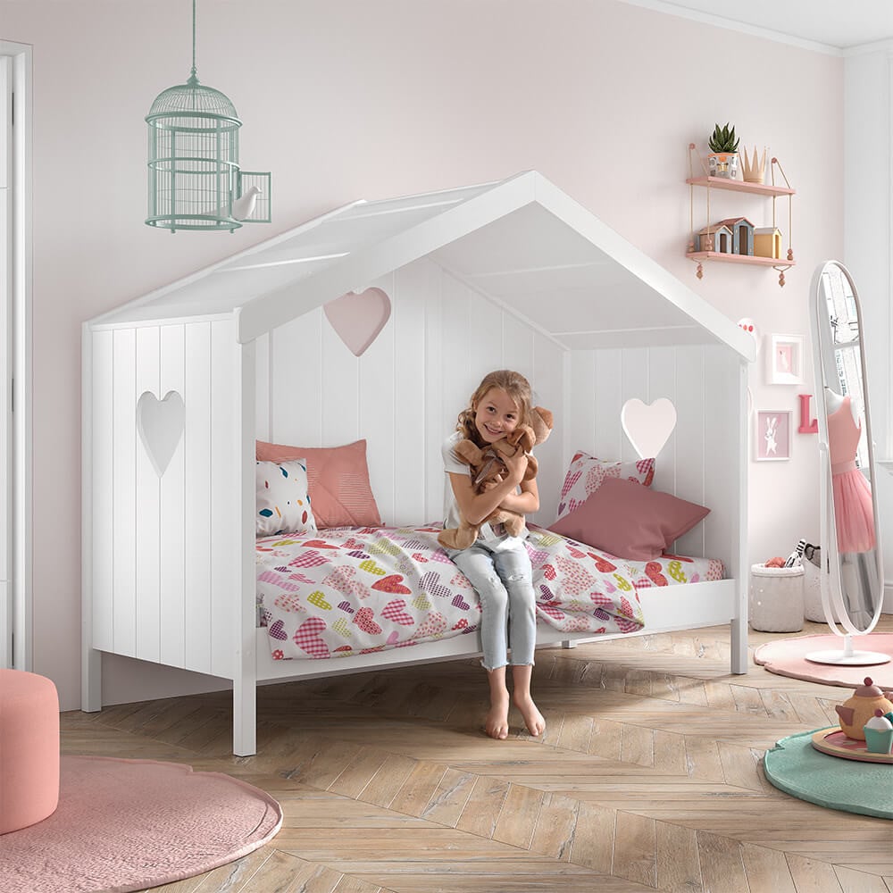 Chambre d'enfants lits cabanes superposés, mobilier sur mesure