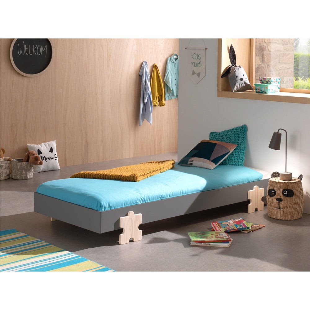 Lit Appoint Empilable Enfant Smiley Gris – MDBE9215 - Vipack