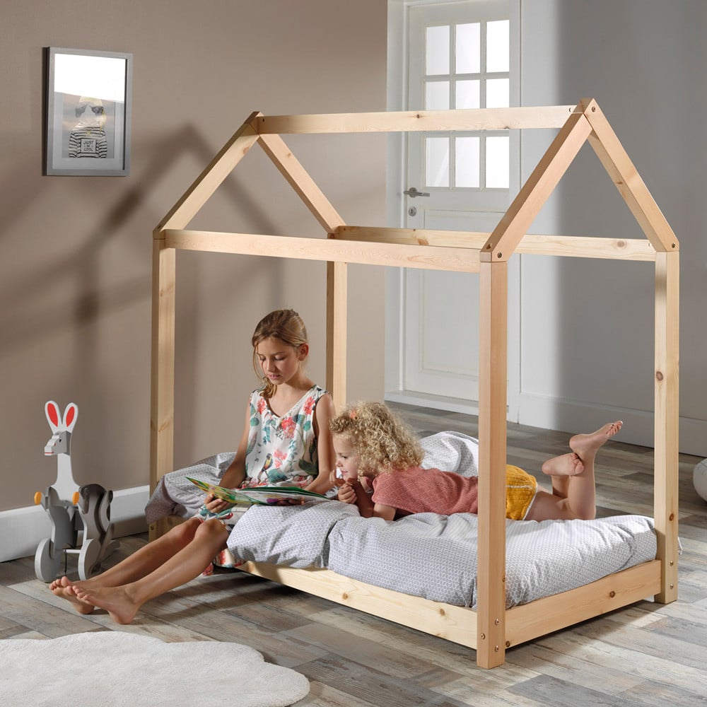 Lit Cabane Naturel 70x140 Montessori - CABE7010 - Vipack