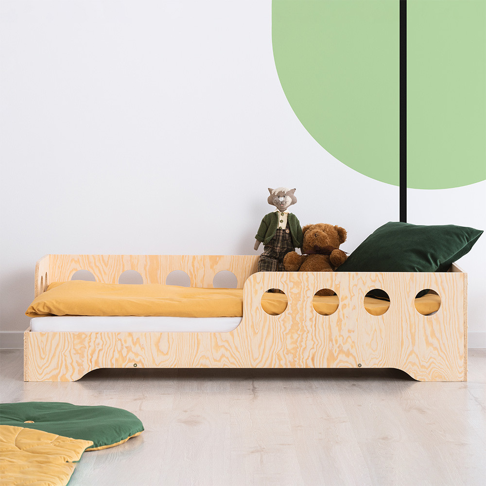 Lit enfant montessori avec barrière Kaki kid