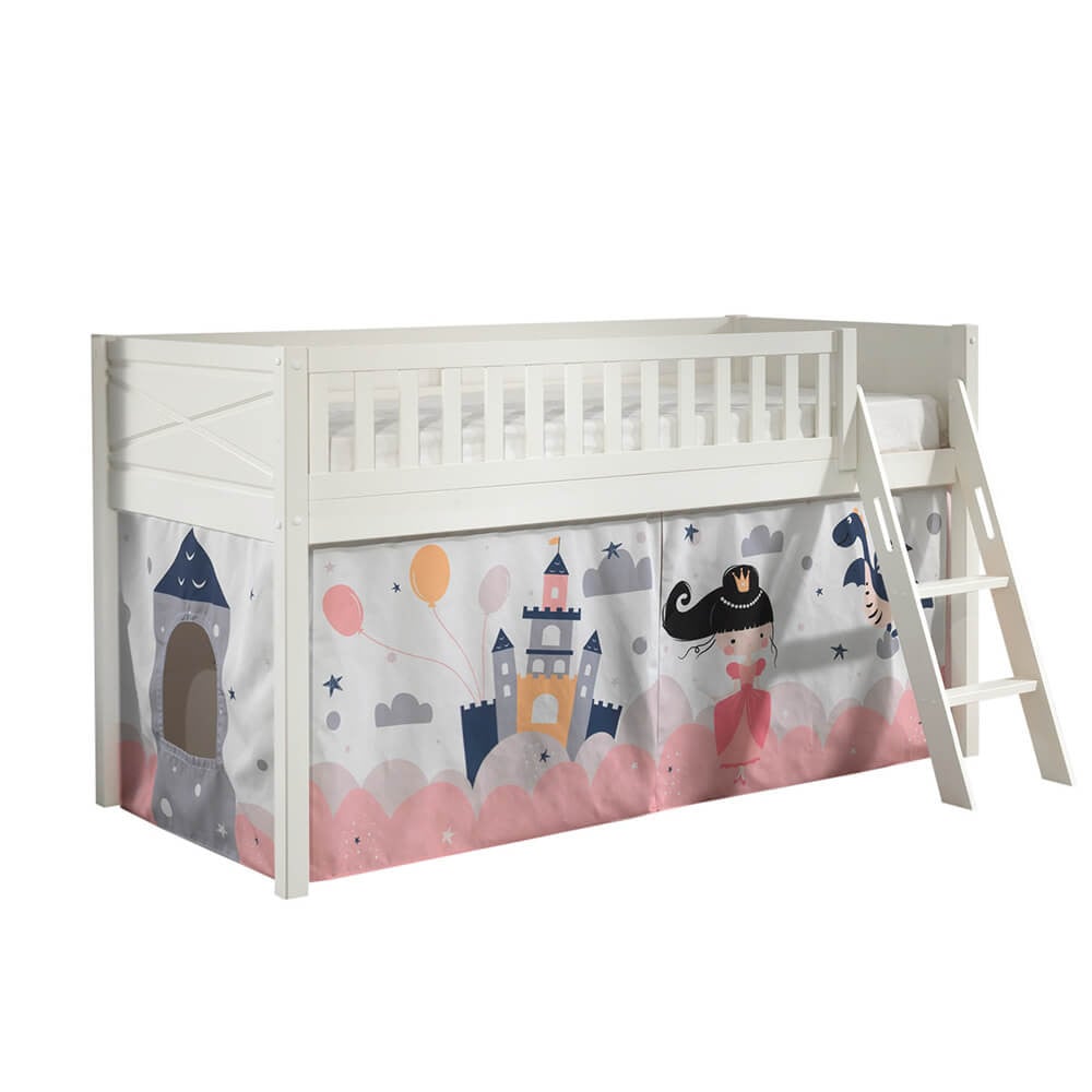 Lit Mi-Hauteur Fille Blanc Scott + Tente De Lit Princesse - Vipack