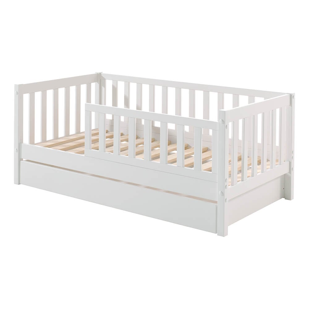 Lit enfant 2 ans bois noir Plume 70x140 cm et matelas enfant