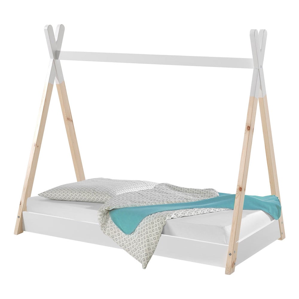 Lit montessori lit enfant 70x140 cm avec barrières tipi - Ciel & terre