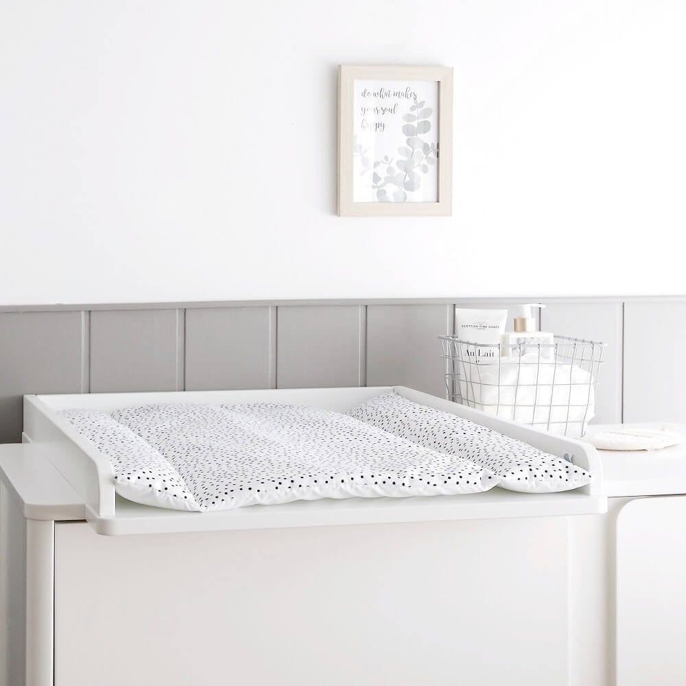 Plan à langer pour commode blanc matelas pois beige