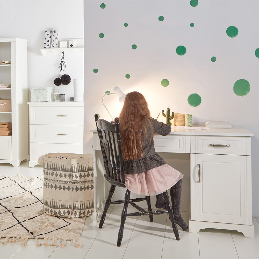 Armoire de bureau design en laminé blanc et bois avec 5 étagères