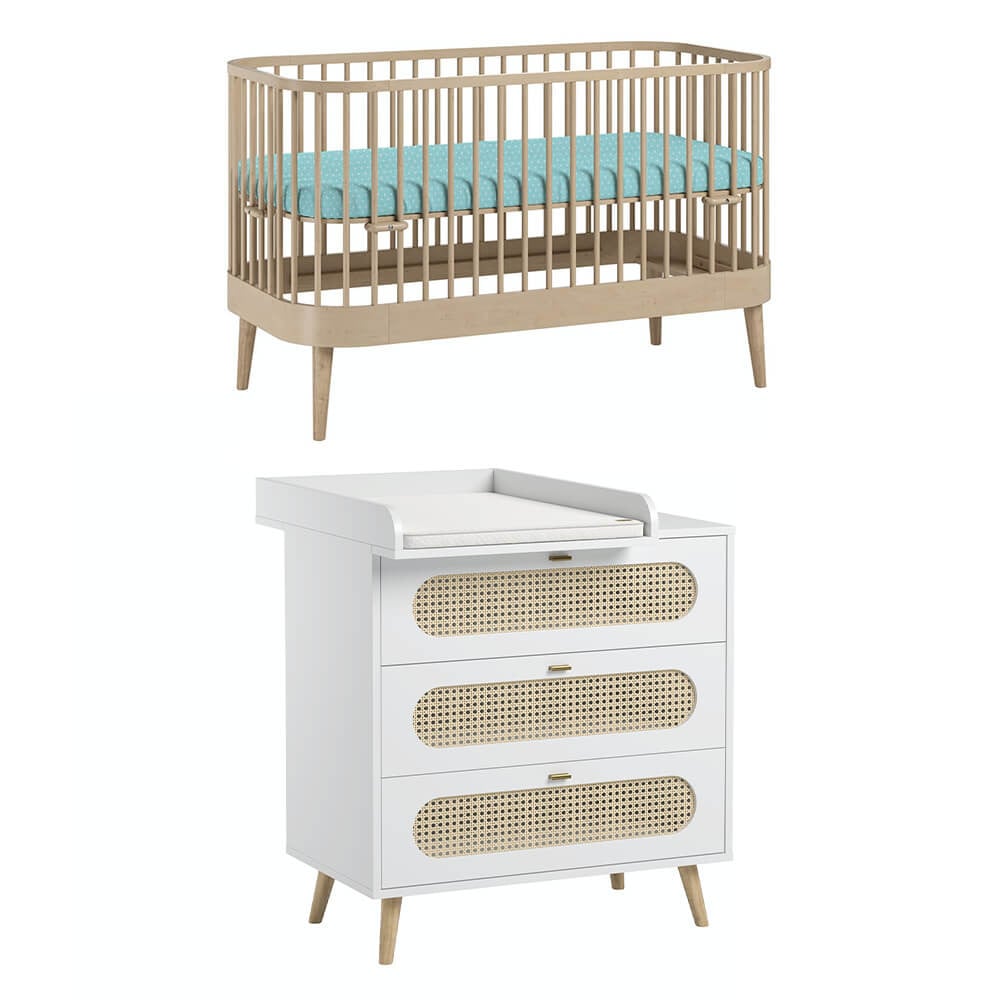 Webaby - ensemble lit bébé et commode à langer webaby - blanc WEBABY