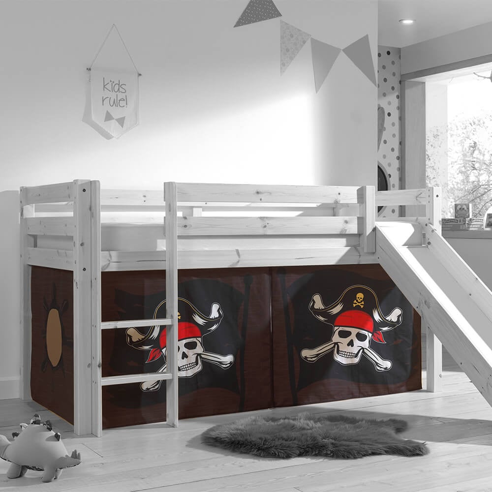 Lit mi-hauteur blanc - Thème Cabane pour chambre enfant & ado