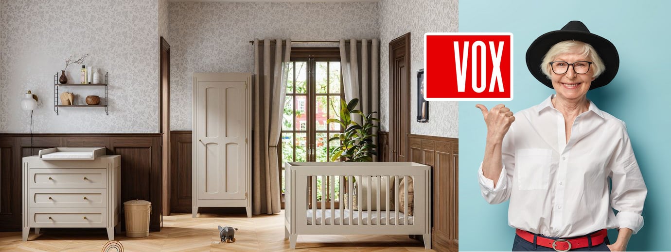Chambre bébé équipée de meubles de la collection Milenne du fabricant polonais VOX