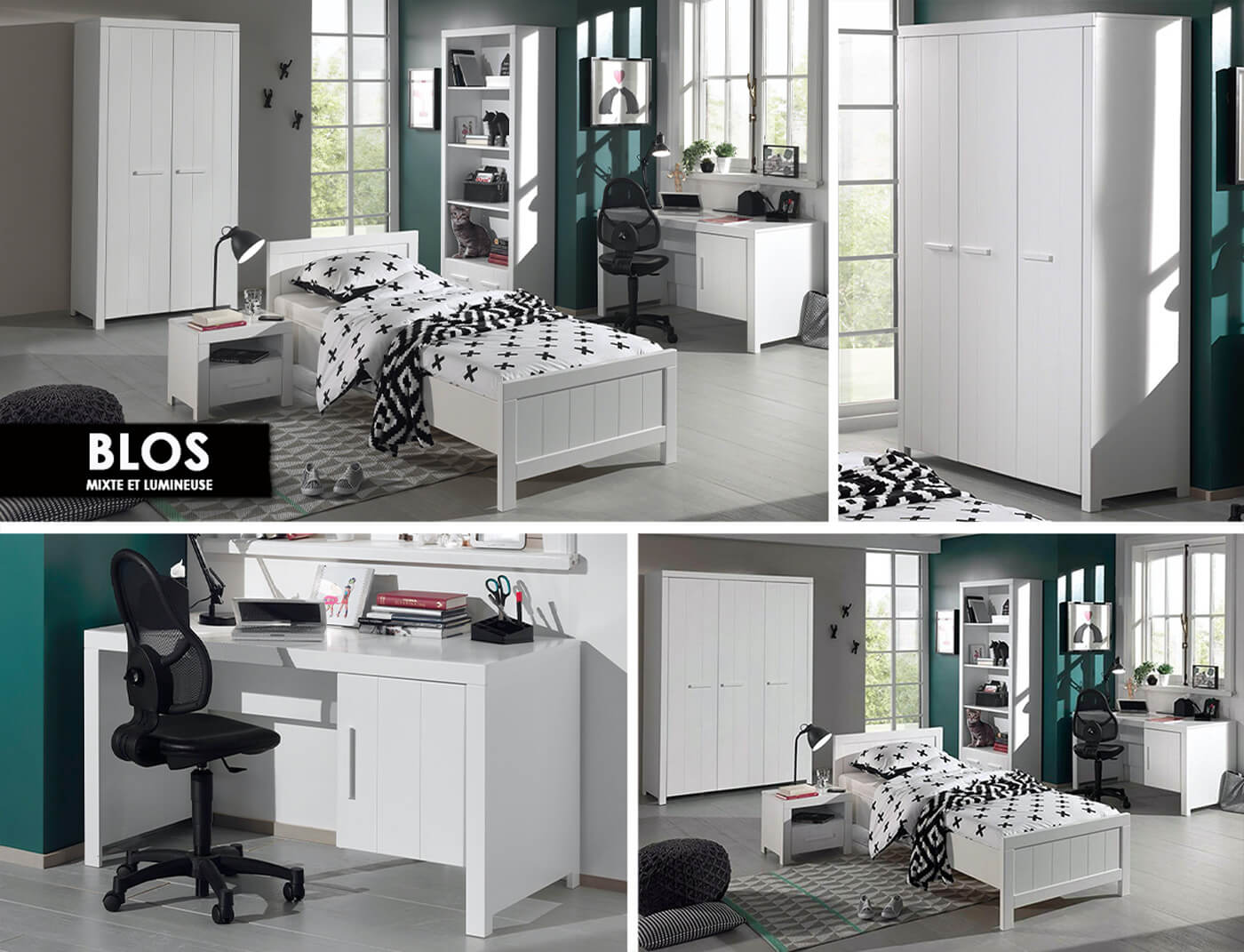 Mobiliers pour enfants au style classique revêtu de blanc