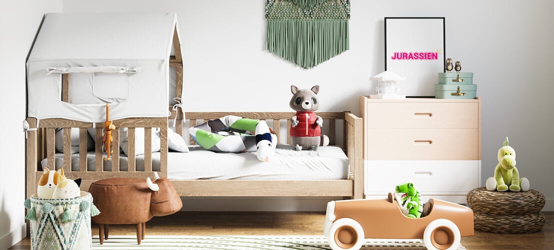 Intérieur de chambre d'enfant naturellement inspiré pour une ambiance tranquille et sereine