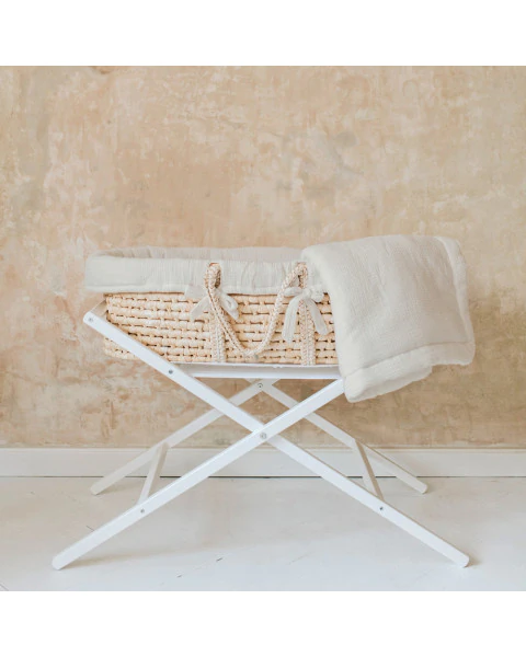 Set couffin Moïse sur pied avec habillage crème | Couffin