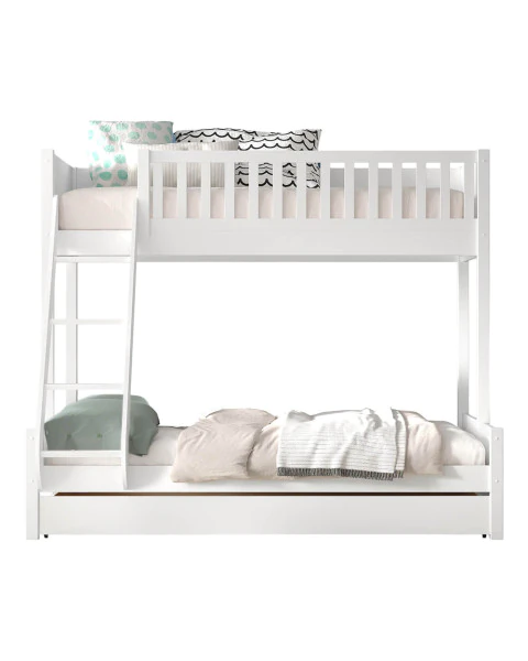 Lits Superposés 4 Places avec Tiroir Gigogne Blanc Scott - Vipack - STCOMA95RB14