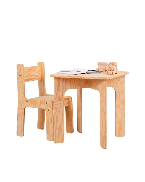 Table et chaise pour tout petit en bois contreplaqué pin naturel Mini - SmartWood - Jurassien