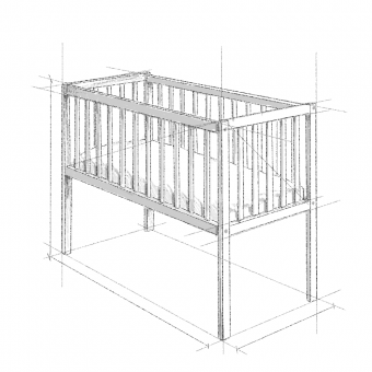 Schéma dessin berceau bébé en bois