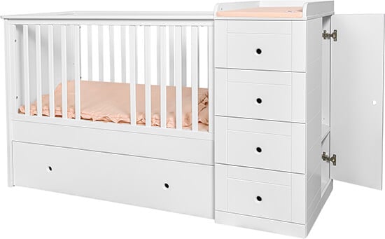 BB Commode à langer bébé enfant Table à langer + Matelas à langer amovible  - 3 tiroirs Cœur bleu