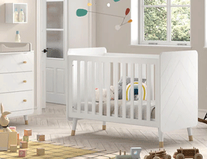 Chambre bébé Billy de Vipack avec lit à barreaux blanc et commode assortie