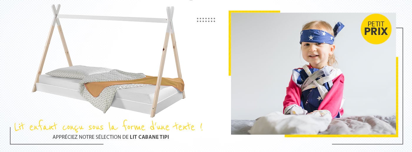 Collection de lits cabane tipi pas chers - mobilier chambre enfant